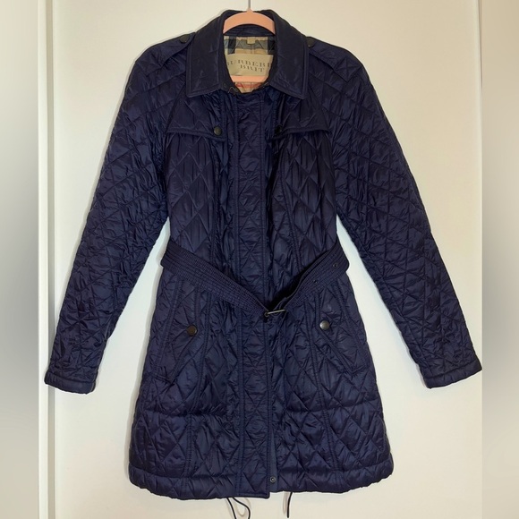 Burberry Brit Finsbridge Long Quilted Coat with Belt w COA size L - Picture 1 of 12